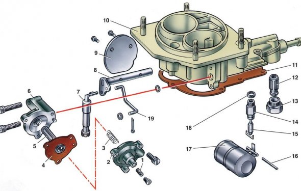 Детали крышки карбюратора