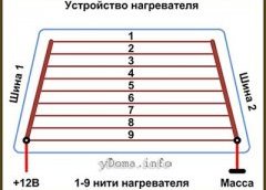 Схема соединения нагревательных нитей